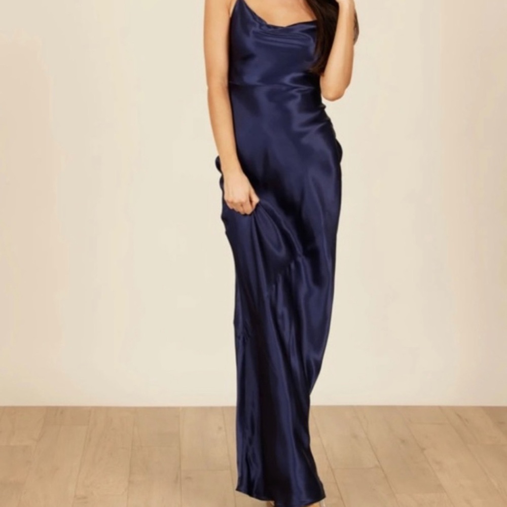 Park & Fifth Satin Belmont Dress in Navy